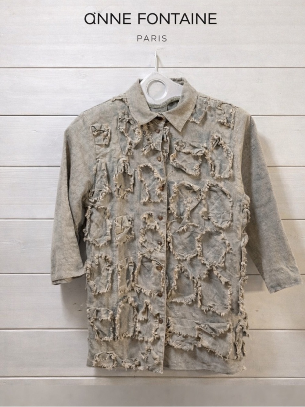 ANNE FONTAINE beige textured patchwork jacket – size 4